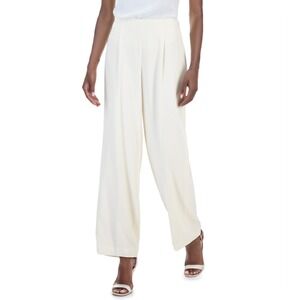Anne Klein Dress Pants Womens‎ 10 White Career Wide Leg Side Zip Palazzo Trouser